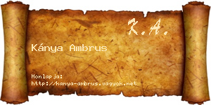 Kánya Ambrus névjegykártya