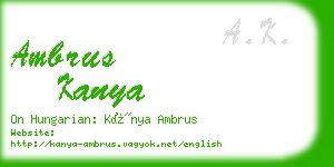 ambrus kanya business card